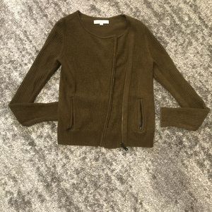 Loft Olive Green Side Zipper Cardigan